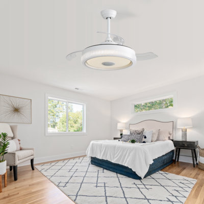 Ventilateur de plafond à pales rétractables intelligentes avec lumière DEL Sofucor