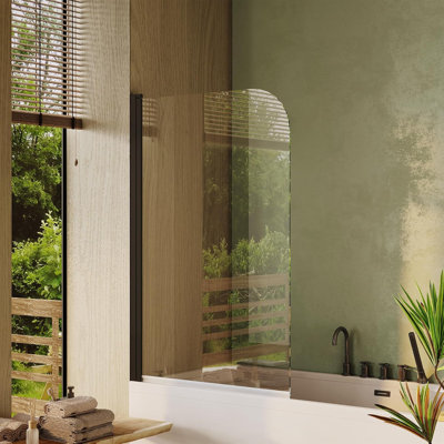 Porte de douche de baignoire l 32 po x H 55 po, portes de baignoire rotatives à 180 °, porte de douche en verre trempé sans cadre 1/4 po (6 mm), panneau de verre de baignoire, installation réversible