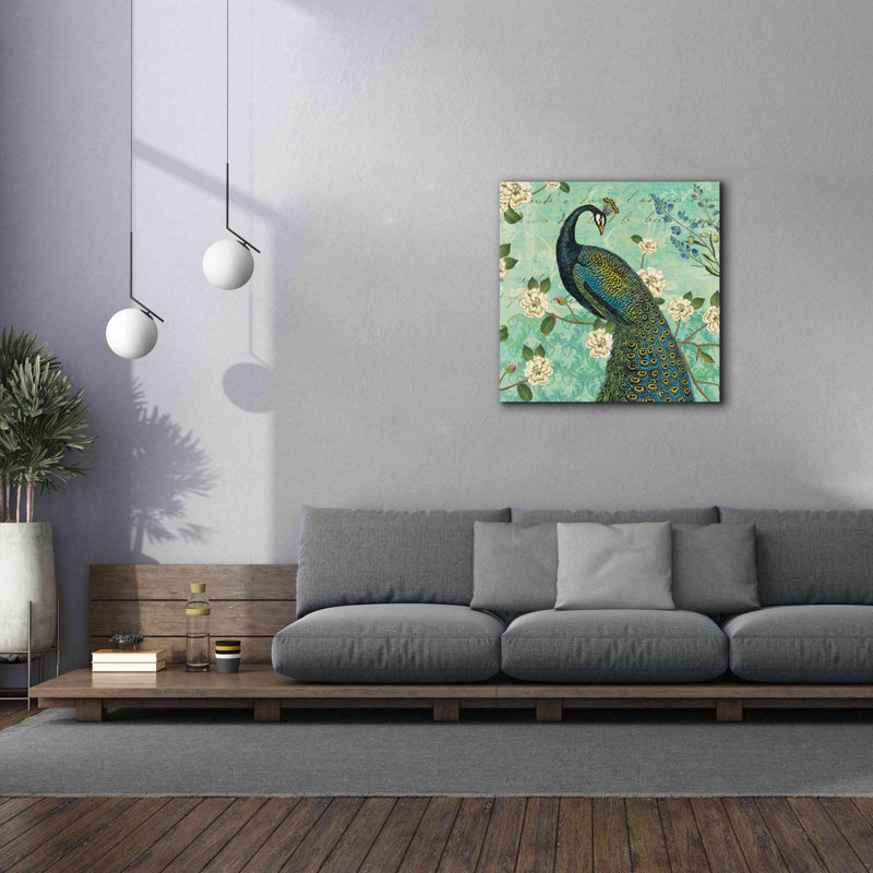 «Peacock Arbor VI Blue» par Sue Schlabach, estampe numérique sur toile, L 37 po x H 37 po