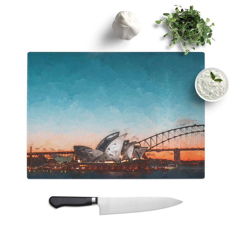 Tempered Glass Sydney Opera House in Australia Chopping Board, 28.5 cm W x 20 cm L