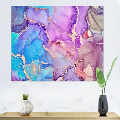 «Mauve et bleu», art liquide VI, reproduction sur toile