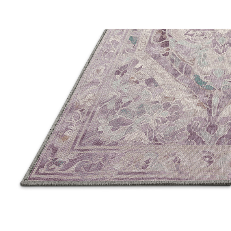 Machine Washable Gray Area Rug, Rectangle 5' x 8'