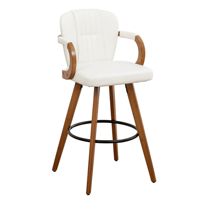 Swivel Upholstered Counter Stool, White, Counter Stool (26” Seat Height)