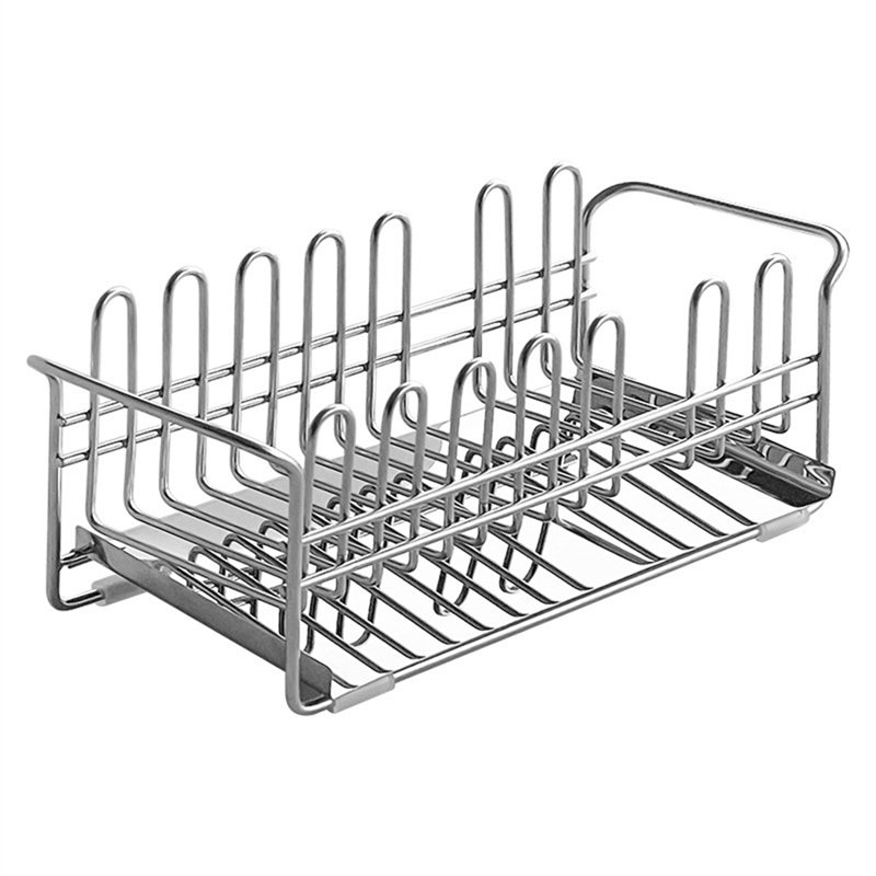Support de rangement pour évier en acier inoxydable avec plateau de drainage pour éponges de cuisine, brosses et savon