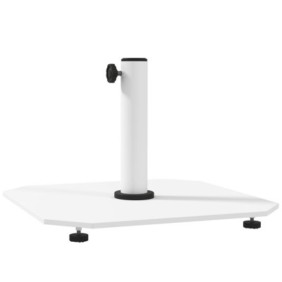 Base carrée de parasol de patio, base de support de parasol en métal 41 lb avec patins réglables, support de parasol robuste pour poteaux de parasol 1,3 "/ 1,5" / 1,9 "pour l'extérieur, pelouse, bord de piscine, blanc