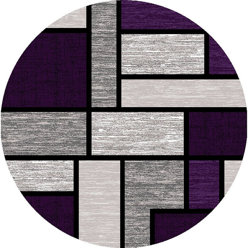 Tapis mauve à motif géométrique Mccampbell, Rond 6 pi 6 po