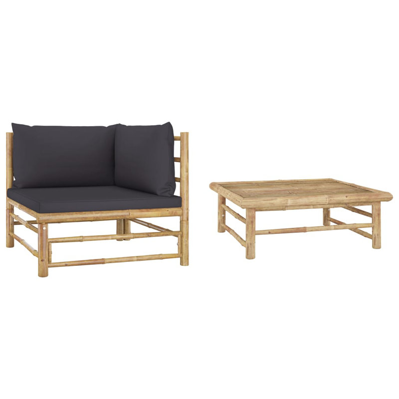 Laborde Patio Lounge Set with Cushions, Black