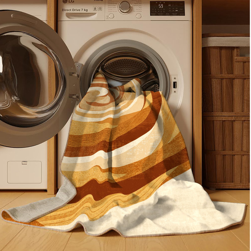 Tapis luxueux beige et beige lavable à la machine Aedan Pastry, 8 x 10