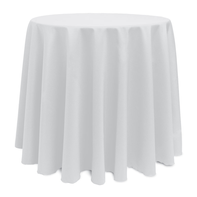 10 Pack Round Polyester Linen Tablecloth, 132" x 132", White