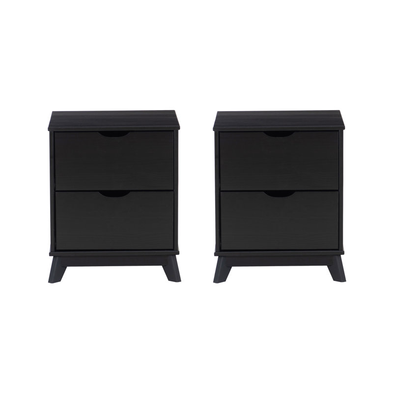 Marialana Solid Wood Nightstand Set Of 2, Black