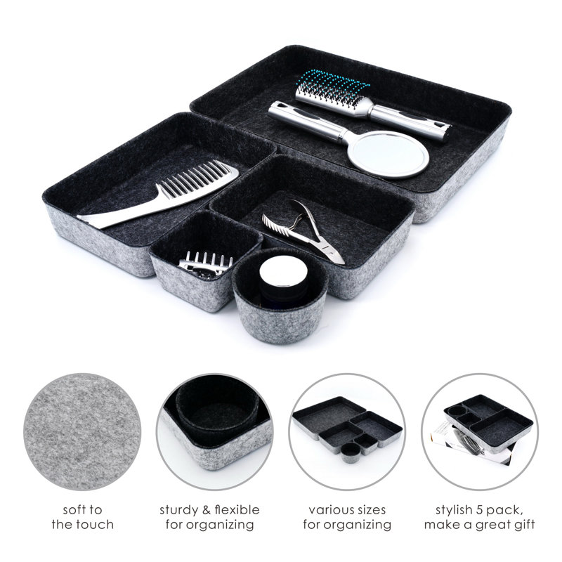 2.2'' H x 13.6'' W x 9.6'' D Office Drawer Organizer, Charcoal