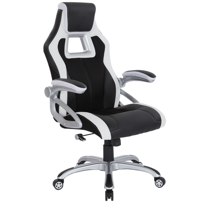 Fauteuil de jeu Lahey, Blanc / argent