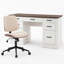 Bureau de ferme avec fauteuil pivotant en bois cintré-131986868-132234675