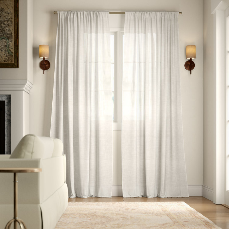 Paire de rideaux semi-transparents Leon, l 54 po x L 96 po, Blanc hivernal