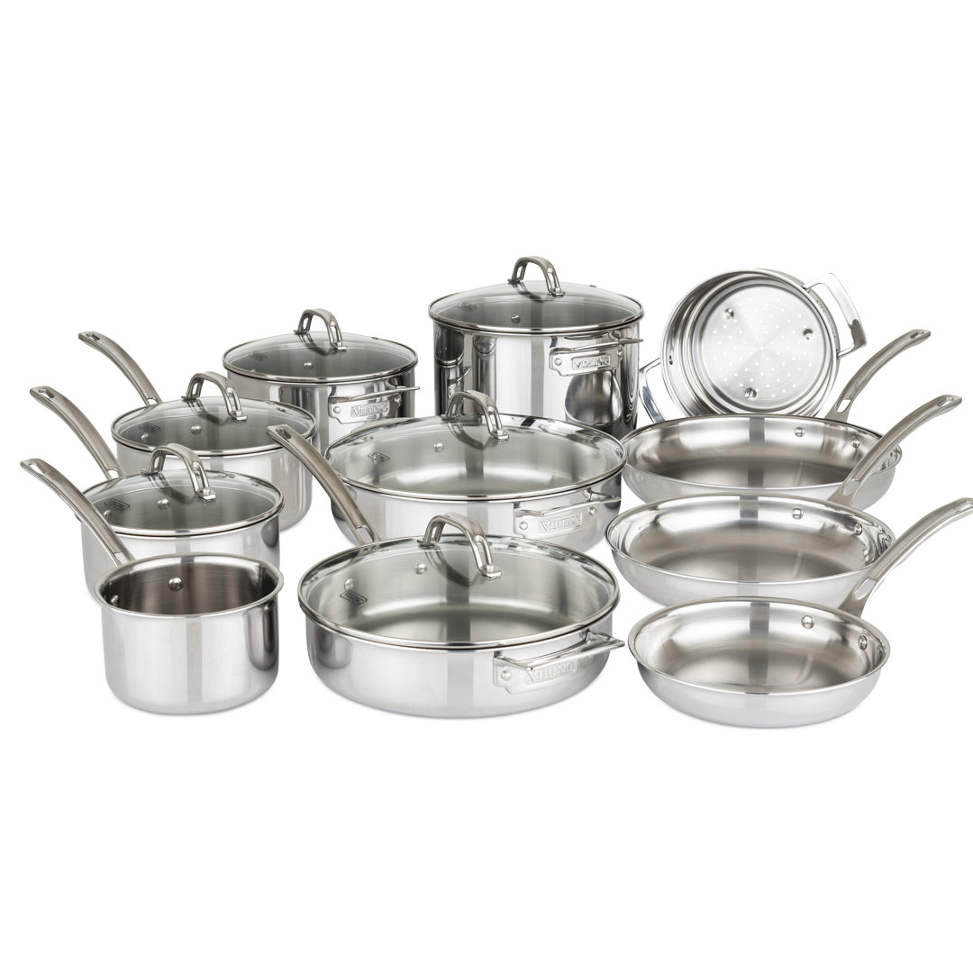 Viking 3-Ply 17 Piece Stainless Steel Cookware Set Viking