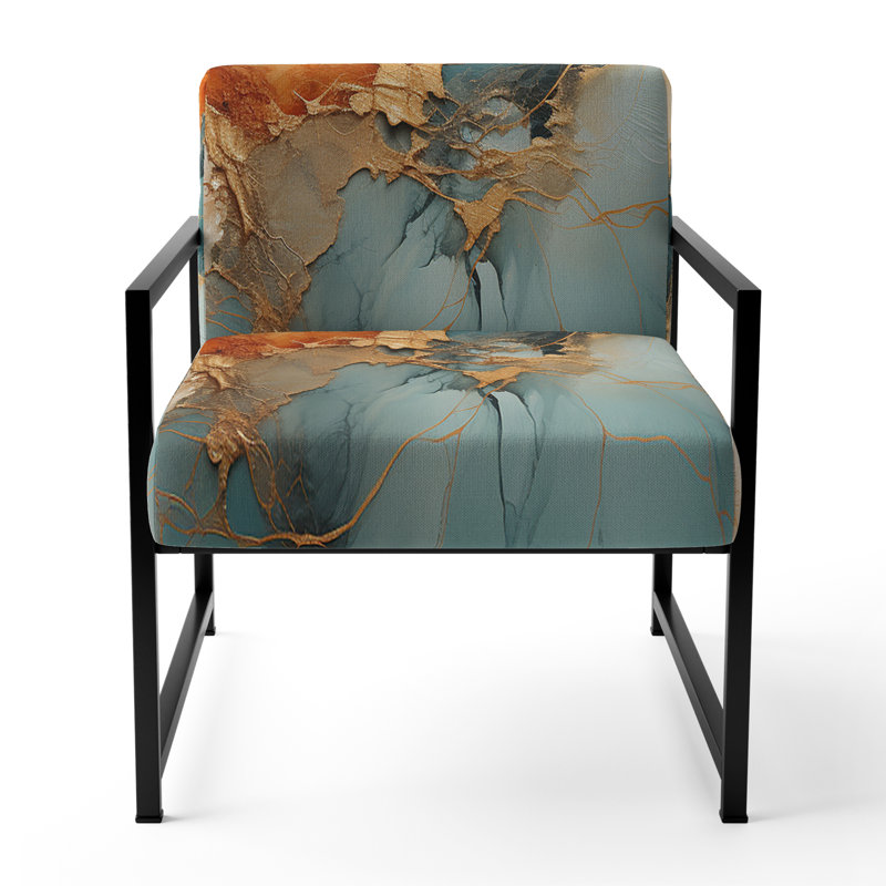 Teal Bold Energy V - Chaise d'appoint rembourrée abstraite, Noir