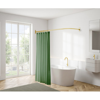 Utopia Alley Rustproof Wall Mounted Aluminum L-Shaped Corner Shower Curtain Rod, 68 inch Size by 28 inch