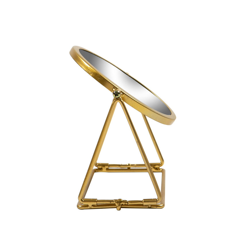 Harbour Housewares - Round Makeup Mirror, Gold, 20cm H x 18cm W