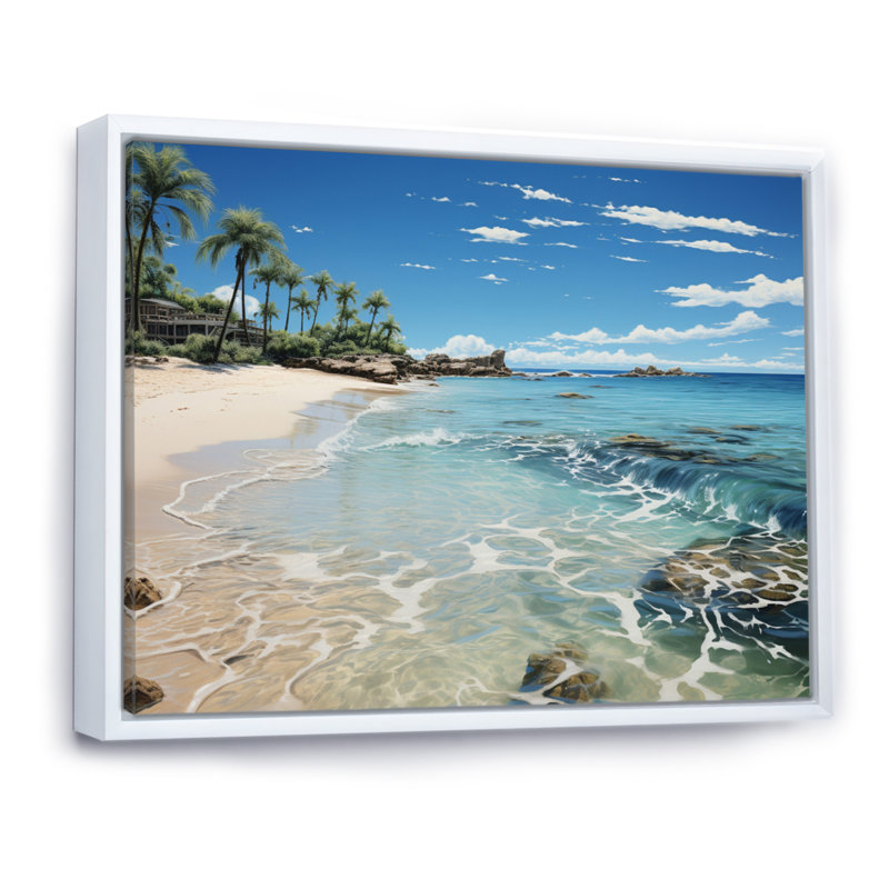Ayr Beach Sandy Paradise I, H 34 po x l 44 po x P 1,5 po, Cadre flottant blanc