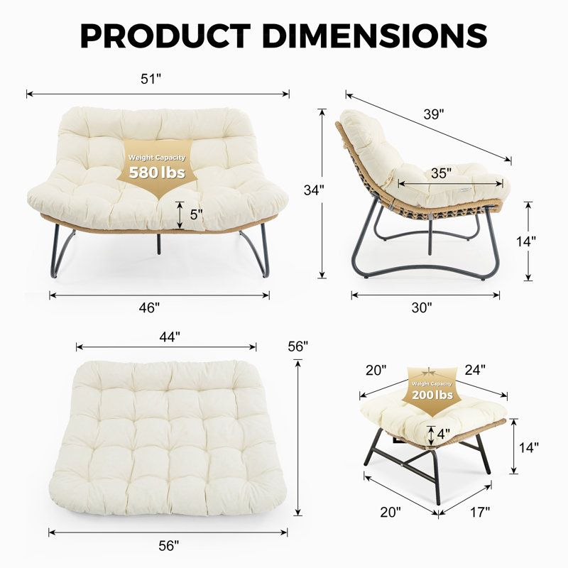 Fauteuil à œufs Papasan, Beige