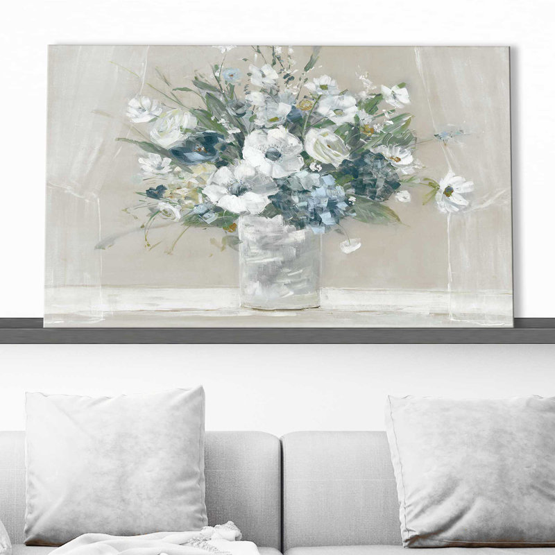 «Be Happy» par - Peinture, Toile tendue, H 28 po x l 48 po x P 1,5 po
