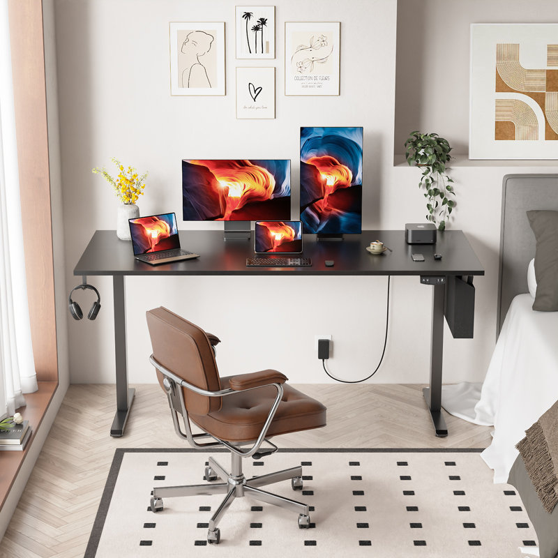 Standing & Height-Adjustable Desks, Black/Black, 47.2" H x 63" W x 27.6" D