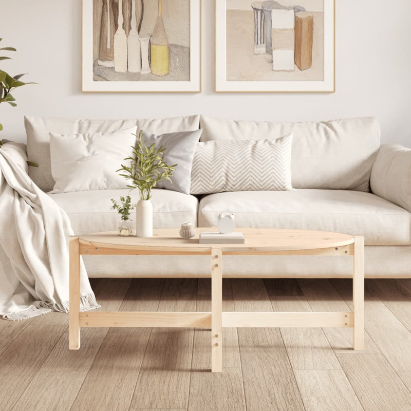 Wroblewski Solid Wood Four Leg Coffee Table, Beige, 45cm H x 118cm W x 63cm D