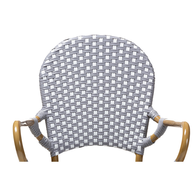 Chaise de patio empilable Bhrianna, Brun/blanc/gris