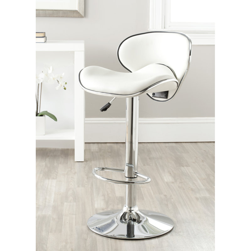 Bunky Swivel Upholstered Adjustable Height Counter Stool with Metal Frame, White