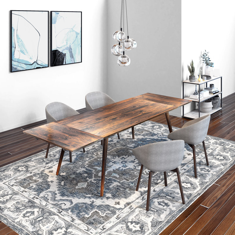 Cleo Extendable Walnut Solid Wood Dining Table, Walnut