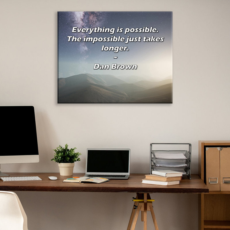 Toile tendue avec toile Trinx par Dan Brown: «Tout est possible., H 17 po x l 24 po