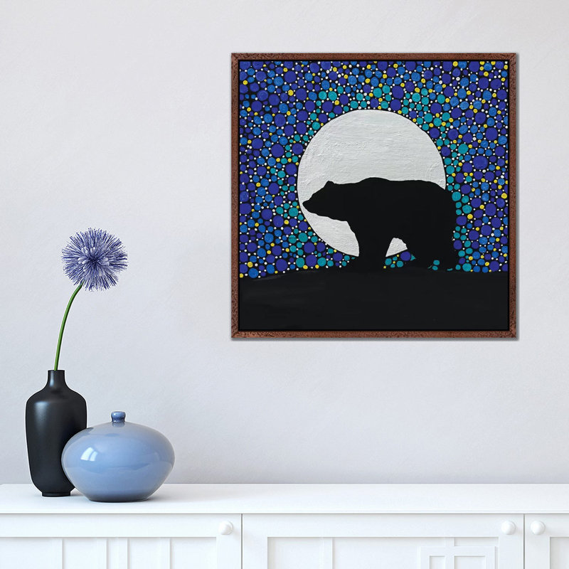 Moon Bear by Rachel Olynuk - Painting on Canvas, Classic Brown Wood Framed, 45.72cm H x 45.72cm W x 3.81cm D