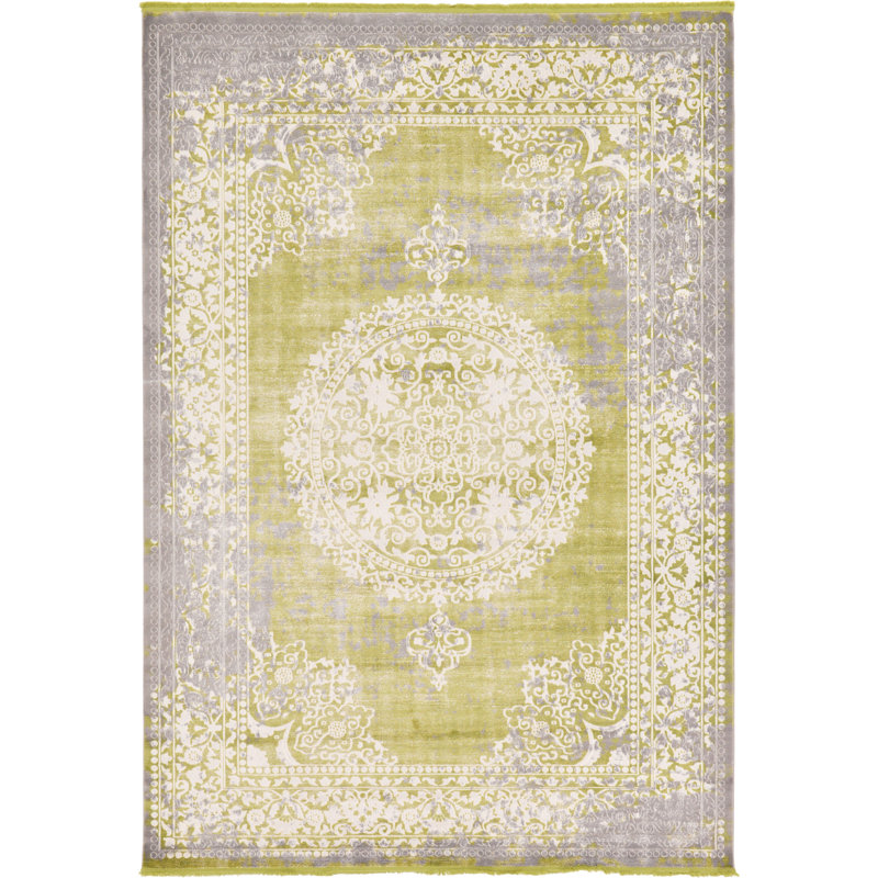 Tapis oriental Malynn, Rectangle de 5 pi x 8 pi, Vert clair