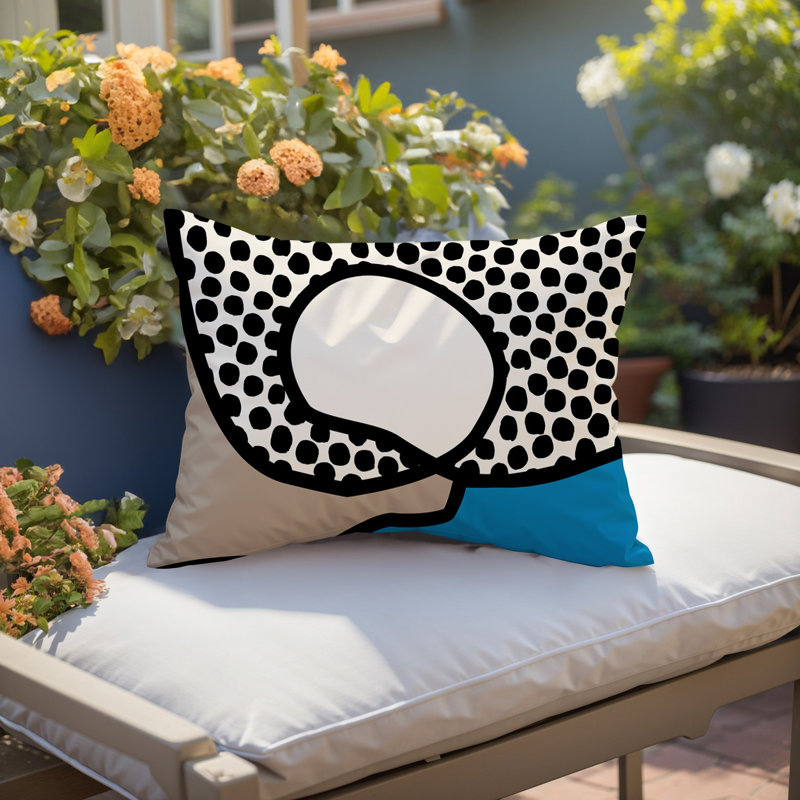 Coussin lombaire réversible intérieur / extérieur Jai Abstract, H 18 po x l 25 po, Turquoise
