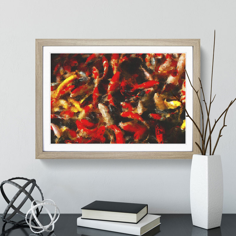 Many Fish - Picture Frame Painting, 36cm H x 48cm W x 2cm D, Oak Framed