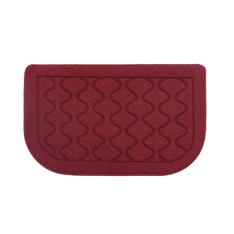  Diamanta Kitchen Rug Mat Polypropylene Non-Slip Half Circle Rugs, Machine Washable for Kitchen, Red, Half-Circle 1'5" x 2'3"