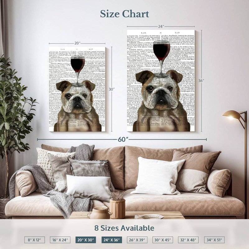 Bouledogue anglais au vin Brampt Dog, H 36 po x l 24 po