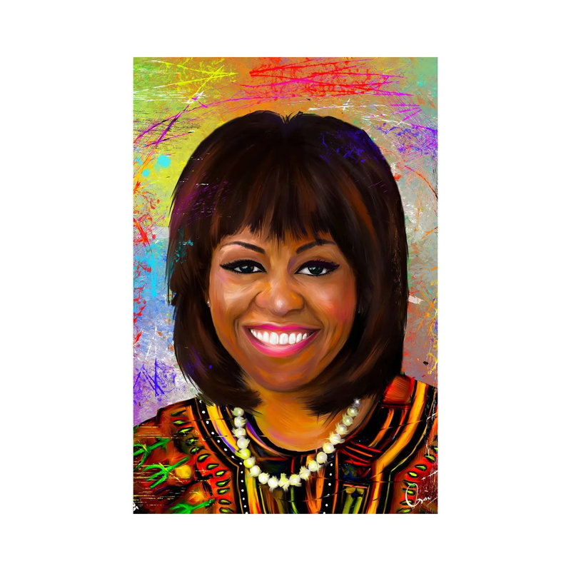 Michelle Obama by Crixtover Edwin - Wrapped Canvas Painting, 101.6 cm H x 66.04 cm W x 1.91 cm D