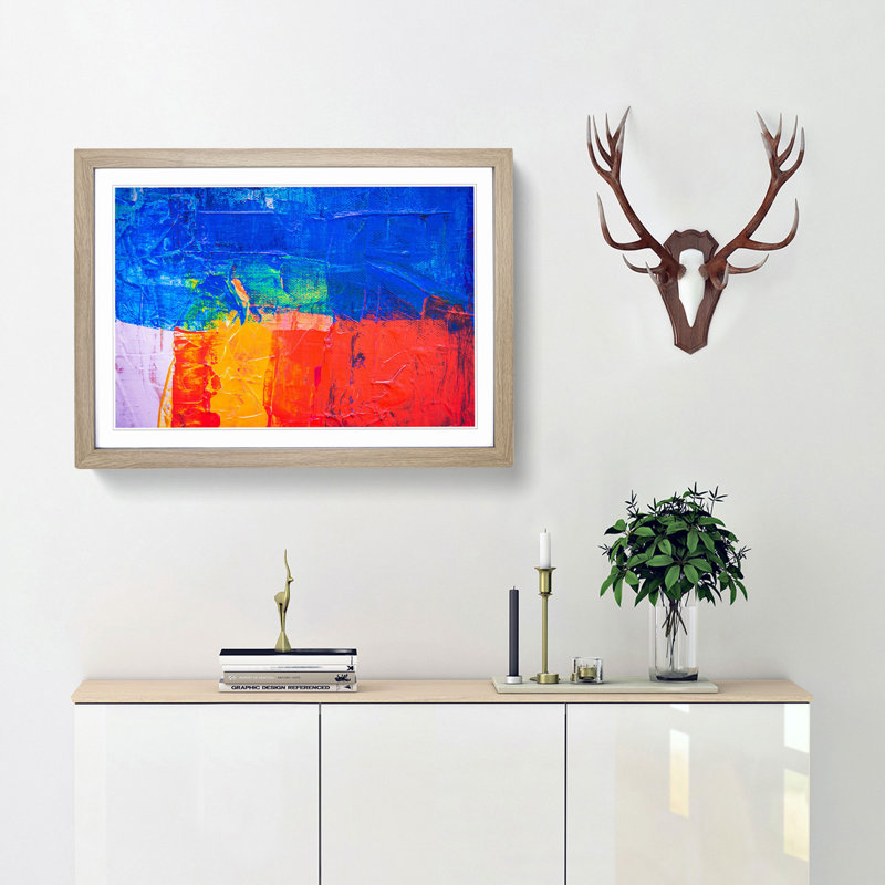 Abstract Art Painting Vol.195 by S.Johnson - Framed Print, 36cm H x 48cm W x 2cm D, Oak Framed