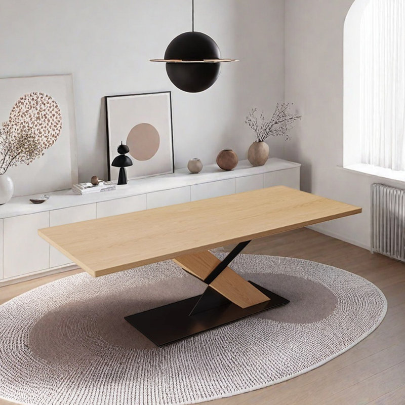 Modern Simple Ash Wood Rectangular Writing Desk, 29.52" H x 86.61" W x 35.43" D