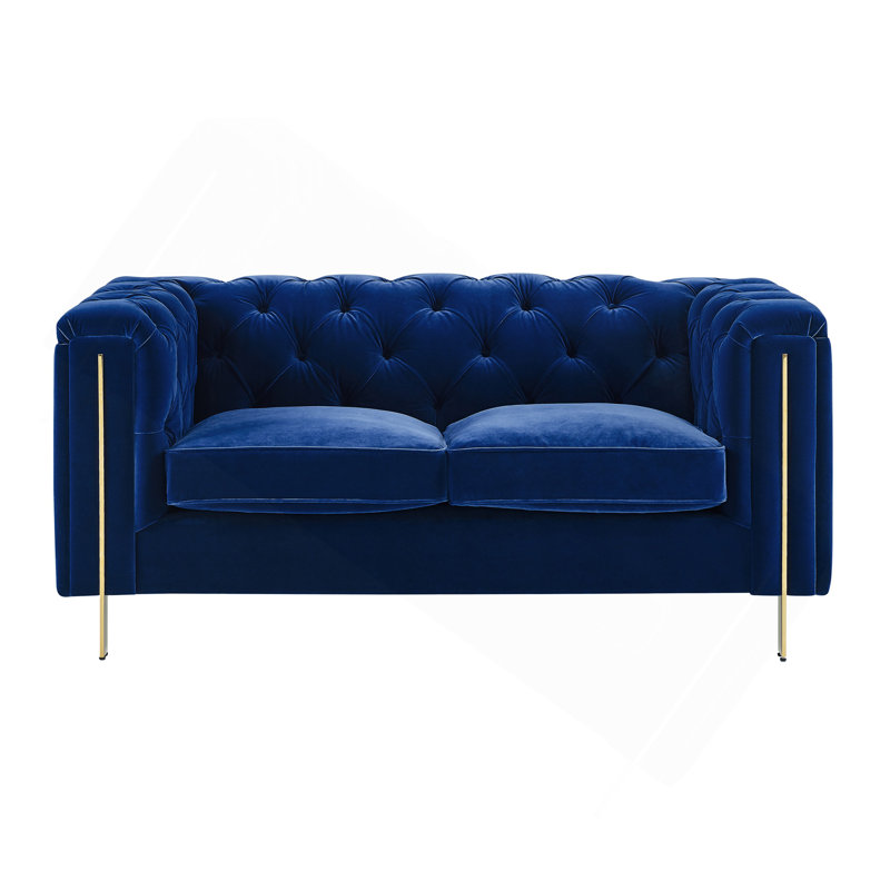 Causeuse en velours Charlene - Bleu, Bleu