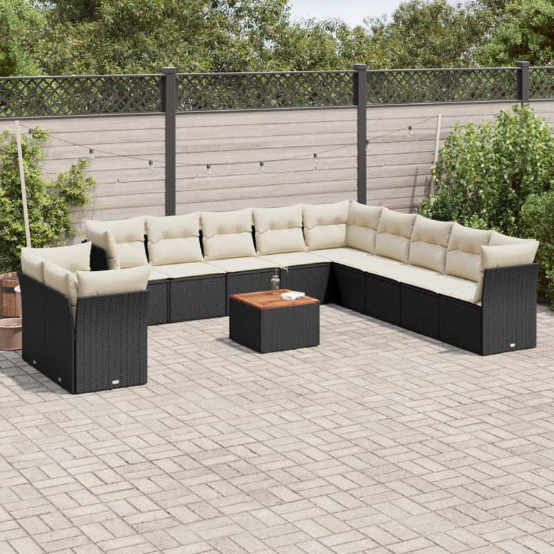 Ensemble de canapé de jardin Vidaxl - noir, blanc crème, brun
