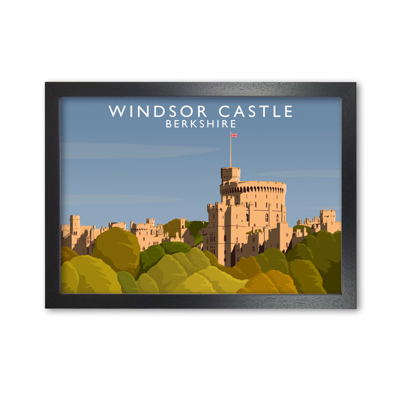 Windsor Castle Berkshire 1 Piece Single Picture Frame Wall Art, 21 cm H x 29.7 cm W x 3 cm D, Black