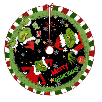 Christmas Tree Skirt 36 Inch Large Green Holiday Mat For Indoor & Outdoor Party Decor, Festive Floor Covering