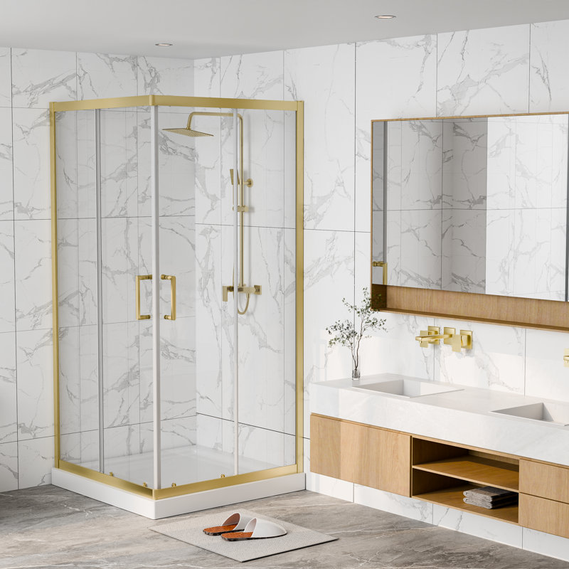 Cabine de douche carrée encadrée avec verre trempé transparent 1/4 po l 36 po x P 36 po x H 71 po Enclo