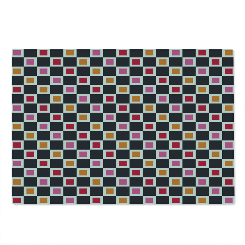 Ambesonne Geometric Cutting Board Large Size Grid Vivid Squares Multicolor