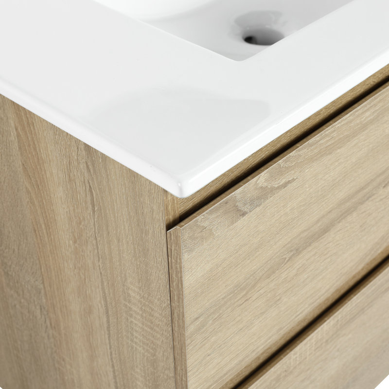 Meuble-lavabo en chêne 30 po avec lavabo en céramique et 2 tiroirs