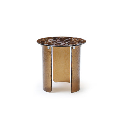 20" Bronze Glass Round End Table
