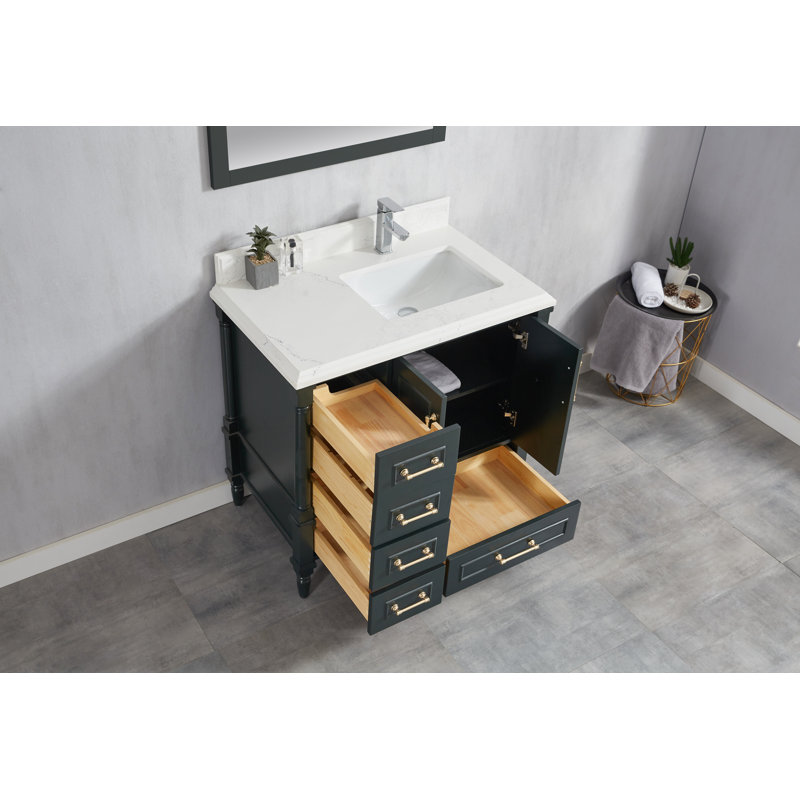 Ensemble de meuble-lavabo simple 36 po Dajohn, Blanc, bordure droite