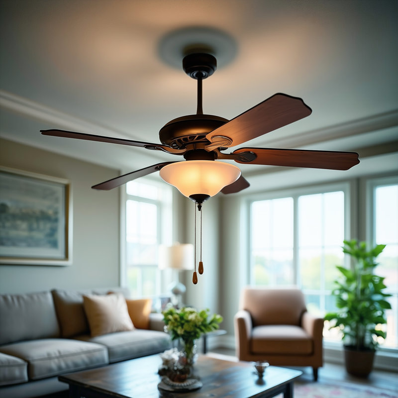 Ventilateur de plafond 52 pales 52 po avec chaîne de traction et ensemble d'éclairage inclus Hanrahan, Bronze huilé
